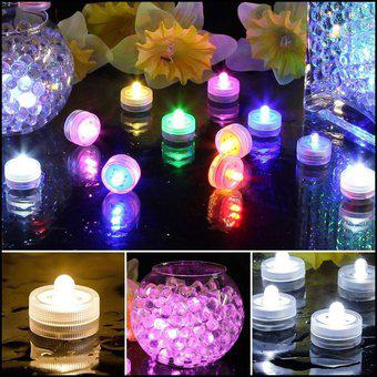 12 Velas Sumergibles Led Multicolor Fanal Centro De Mesa