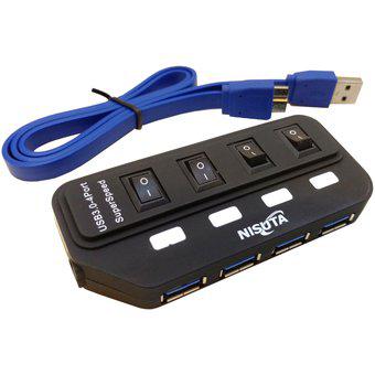 Hub Usb 3.0 4 Puertos Nisuta Con Switch Interruptor Y