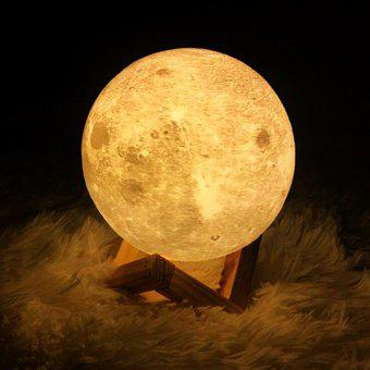 Lampara Velador Luna Recargable Usb Moon Light 14 Cm Tactil