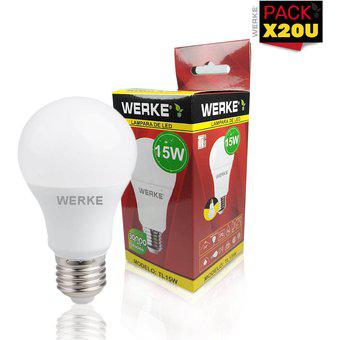 Pack x 20u Lámpara LED E27 15w CALIDA