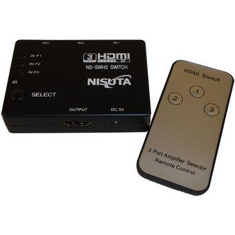 Switch Hdmi 3x1 Electrónico Control Remoto Nisuta Ns-swh3