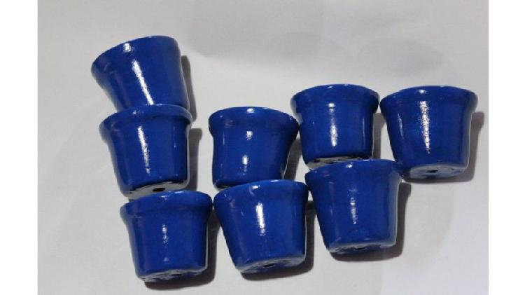 8 macetas cerámicas azules de 6 cm x 7 cm