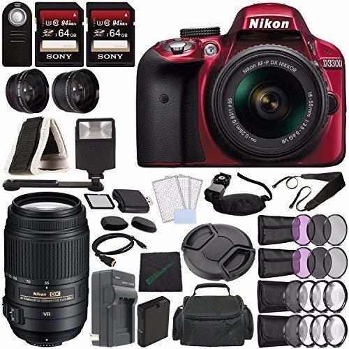 Camara Nikon D3300 Dslr 18-55mm Af-p Dx Lente Red + Nik 8427