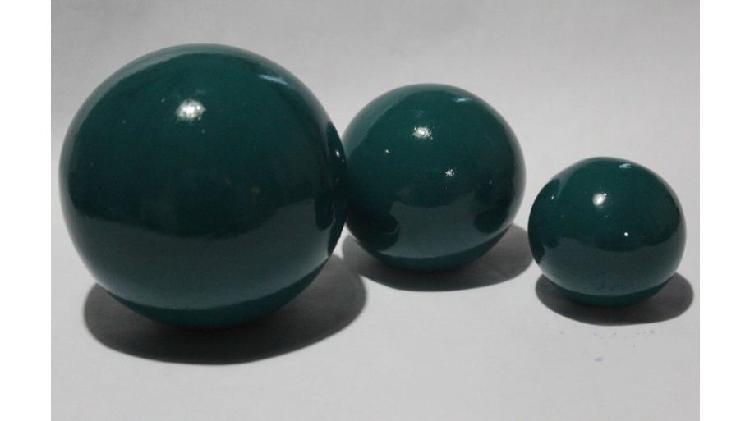 Juego de 3 esferas decorativas cerámicas verde oscuro, $