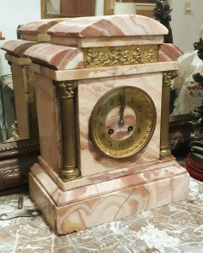 Antiguo Reloj Garniture Marmol Frances