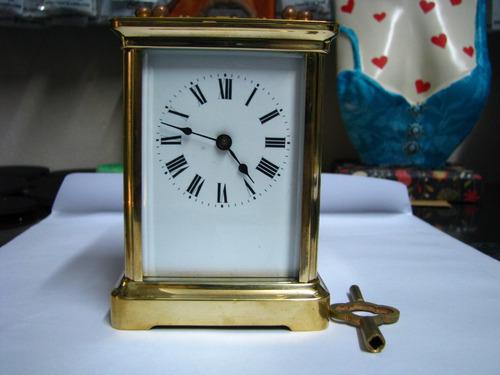 Reloj Antiguo Paris A Cuerda Caja Bronce Vidrios Biselados
