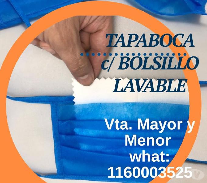 Tapaboca Tela Reutilizable Bi Capa, C Bolsillo Servilleta.