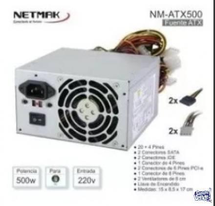 FUENTE PC NETMAK - 500W - NM-ATX500 - 24 PINES + 4 SATA