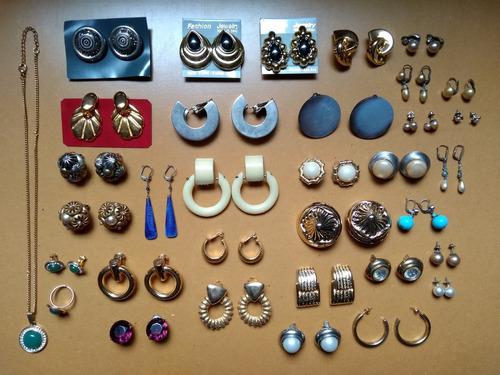 Aros Antiguos Y Modernos Metal-perlas Clip Pasador Dorados