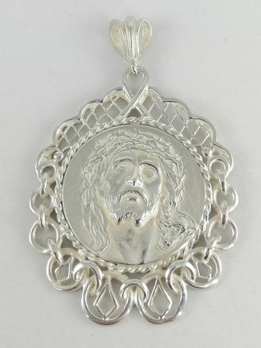 Dije Colgante Medalla Plata 900 Cristo Hecho A Mano