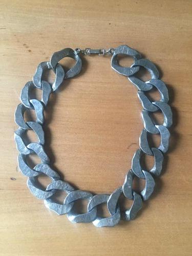 Gargantilla Collar Acero Antiguo Vintage Plata Impecable