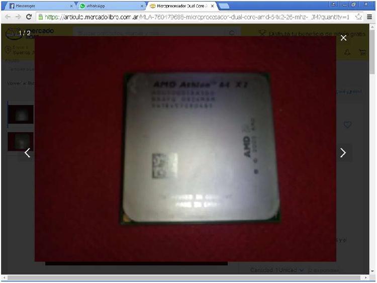 Microprocesador AMD Athlon tm 64 x2 2.6 Mhz