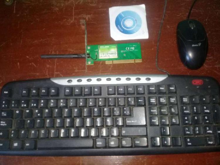 Vendo placa de wifi disco rigido de 80gb teclado y mouse