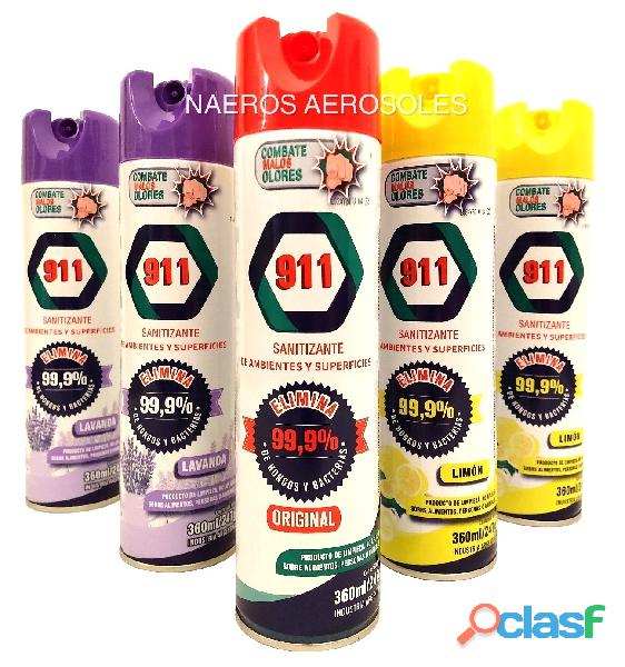 desinfectante 911 en aerosol superficies ambiente