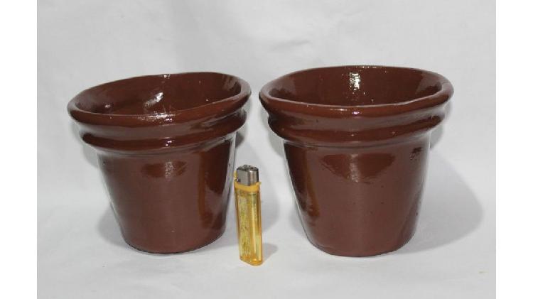 2 macetas cerámicas pintadas de 15 cm de diámetro