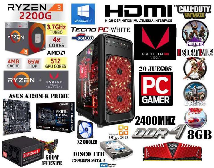 PC GAMER 《NUEVA》 R3 2200G | 1TB | 8GB dual | 20 juegoS