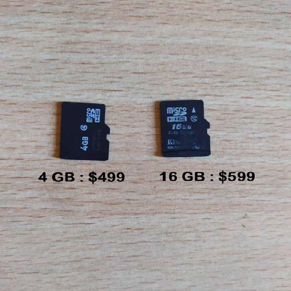 Tarjeta de memoria MicroSD 4 y 16 GB