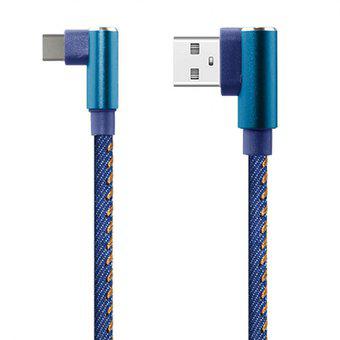 Cable USB a USB C 1m 2.4A conect 90° Malla de Tela Nisuta