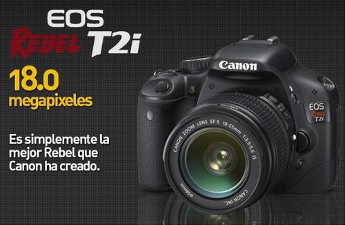 Cámara Canon T2i + Lente 18-55 + Accesorios + Memoria Sdhc