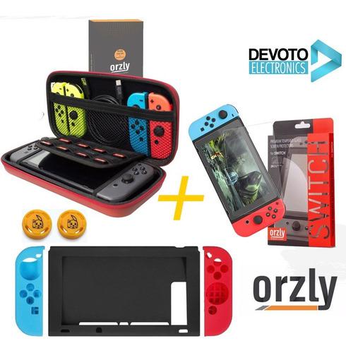 Funda Nintendo Switch Vidrio Silicona Kit Estuche Combo