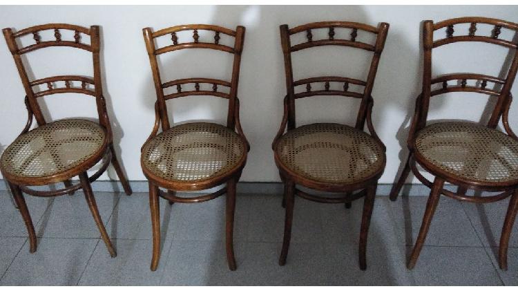 Juego de 4 sillas antiguas Thonet originales Cat. Mod. N°