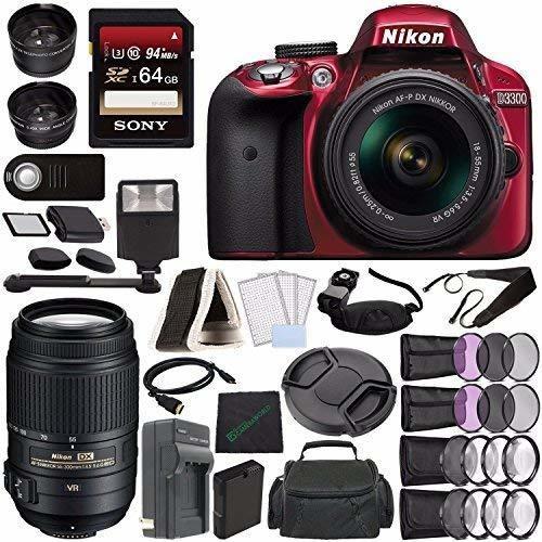 Lente Nikon D3300 Dslr Camara 18-55mm Af-p Dx Red + Nik 8484