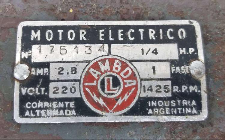 Motor Electrico Monofasico 1/4 Hp Lambda