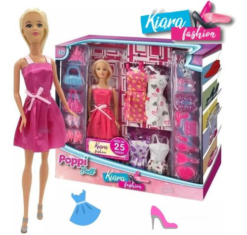 Muñeca Articulada Kiara Fashion + Vestidos Y Accesorios !!