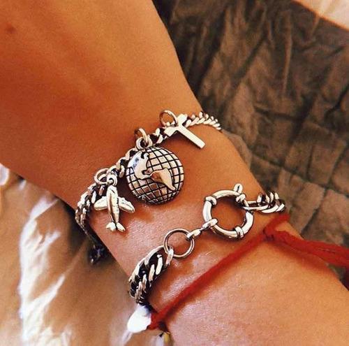 Pulsera Viajera + Inicial De Acero