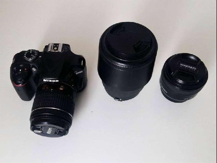 Nikon D3400 lente kit vr 18-55 + sigma 70-300 + yongnuo 50mm