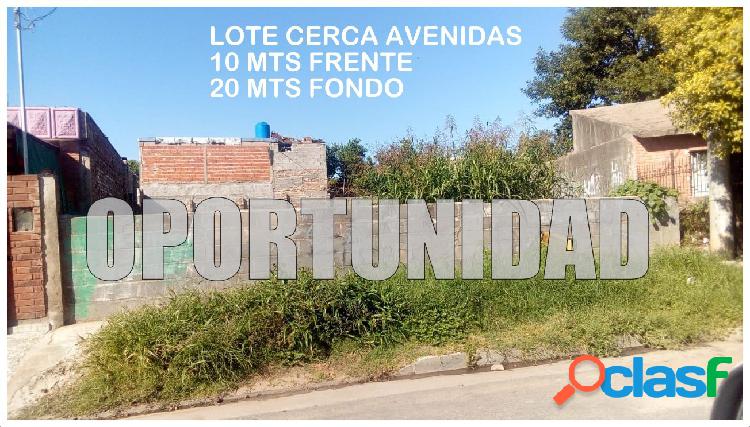 venta lote 375 m2 cerca avenida