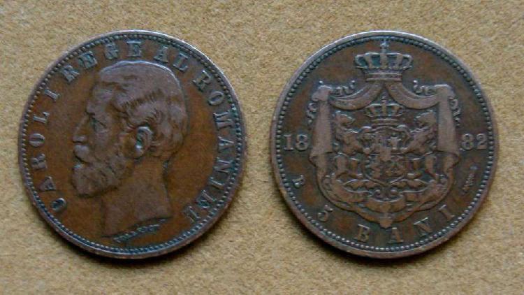 Moneda de 5 bani Rumania 1882