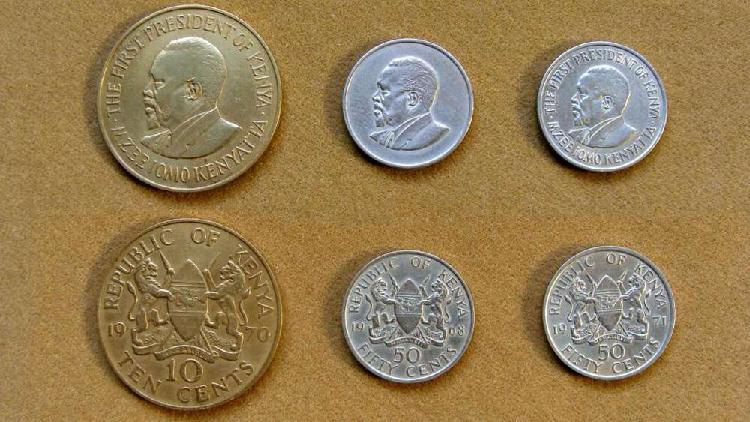 Monedas de 10 y 50 cent de Kenya 1968 1971