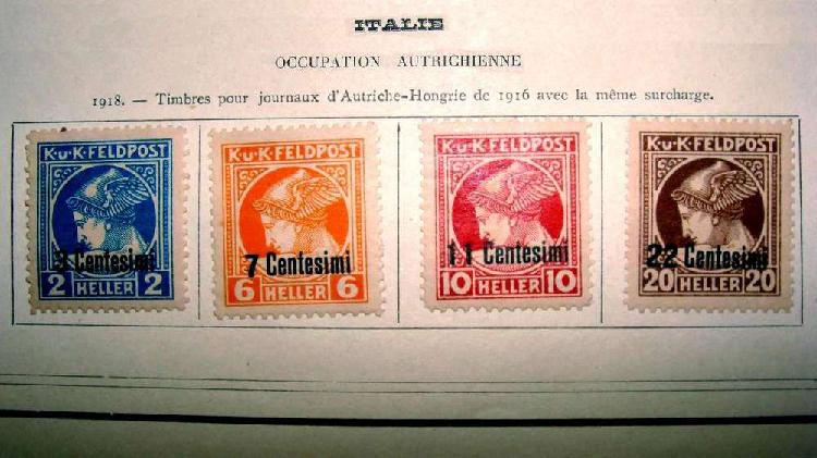 Sellos postales de Italia ocupación austríaca 1918