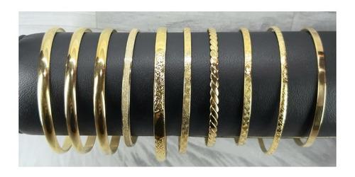 Combo 10 Pulseras Esclavas Acero Quirurgico Dorado 316l