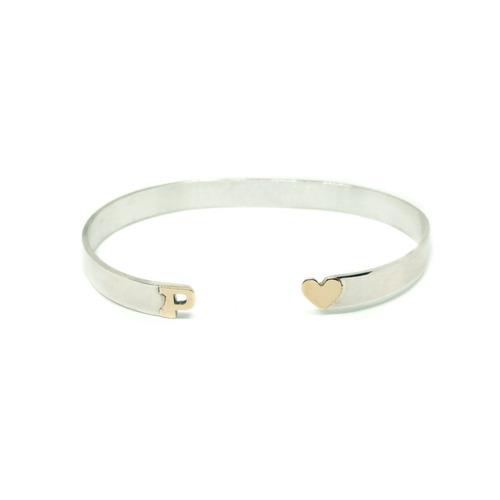 Pulsera Esclava Plata 925 Letra Y Corazón Oro 18 6mm Promo