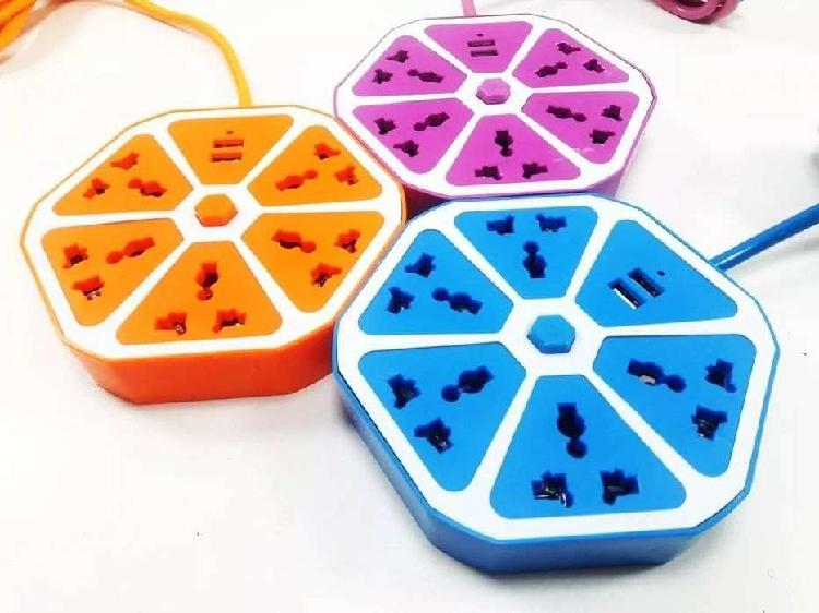 ZAPATILLA HEXAGONAL 2 USB + 5 TOMAS 220V