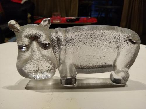 Escultura De Cristal De Querandies -hipopotamo -impecable