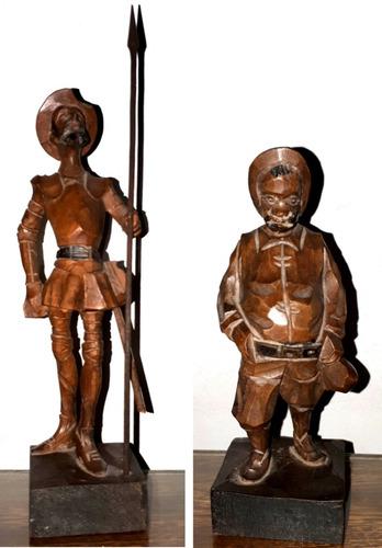 Esculturas En Madera X 2 Piezas: El Quijote Y Sancho Panza.