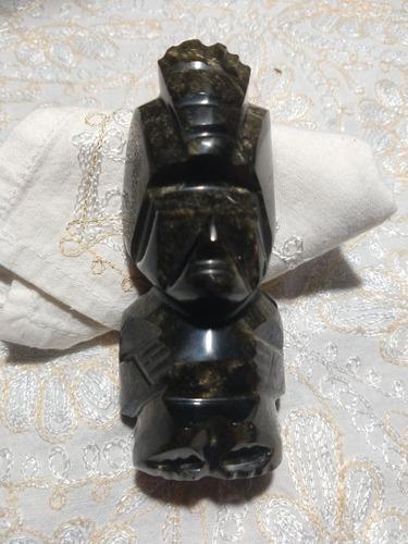 Figura Azteca En Piedra Obsidiana.