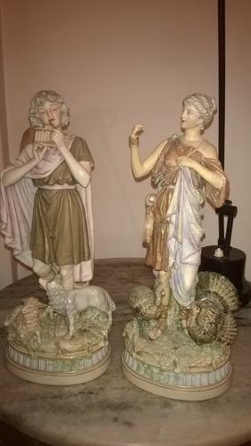 Porcelana Royal Dux - Par De Pastores Daphnis Et Chloé
