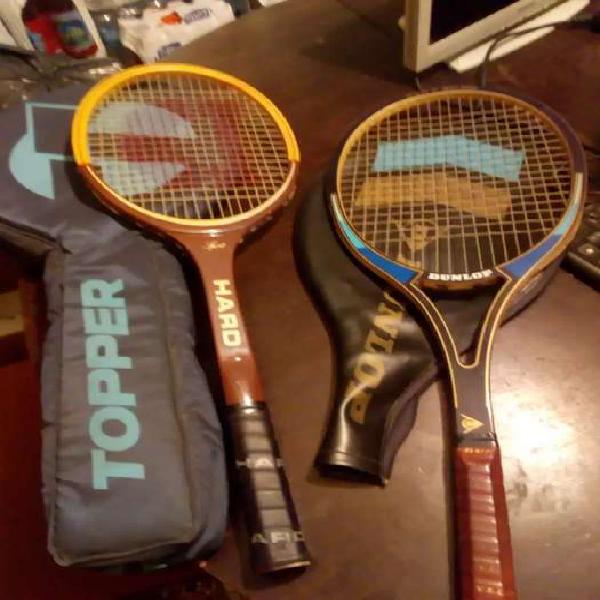 2 raquetas de tenis de los años 80..Dunlop y Hard sport