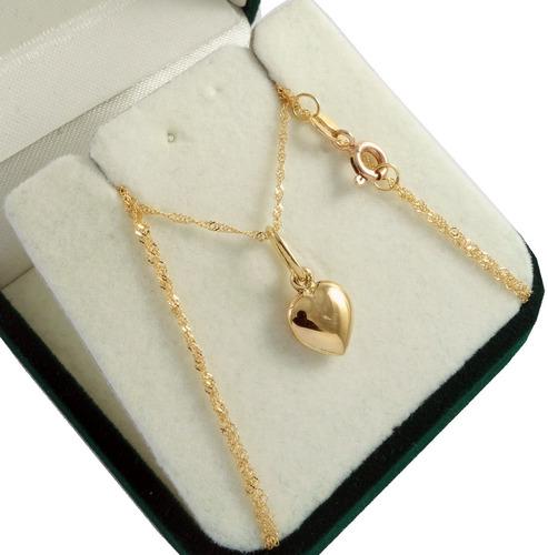 Cadena Singapur Y Corazon 45cm Oro 18k Co013s+der06 Jr Joyas