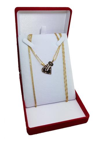 Conjunto De Amor Cadenas Y Dijes Enchapado En Oro