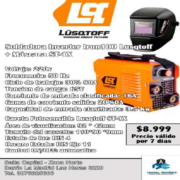 Maquina Soldar Lusqtoff Inverter Iron100 + Mascara