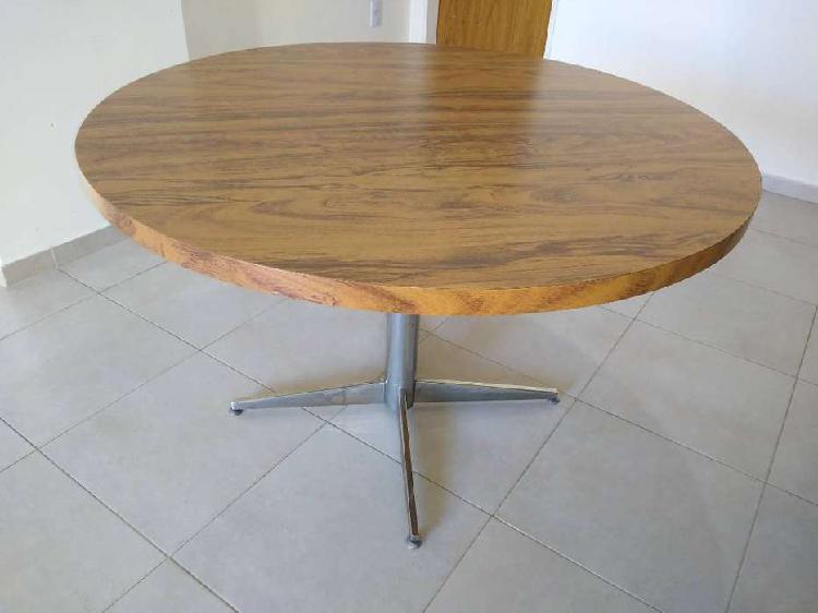 Mesa madera redonda patas de aluminio