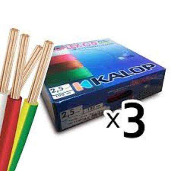 Pack X 3 Cable Unipolar Kalop 2,5mm. Oferta