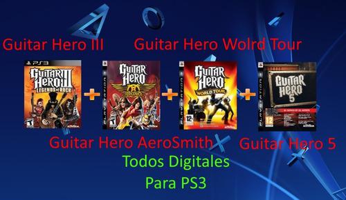 Guitar Hero 3, 5, Aerosmith Y Wolrd Tour. Ps3 (digitales)