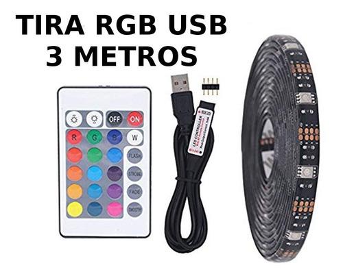 Tira Luz Led Rgb Usb 3m Tv Pc Control Remoto Exterior Tuning