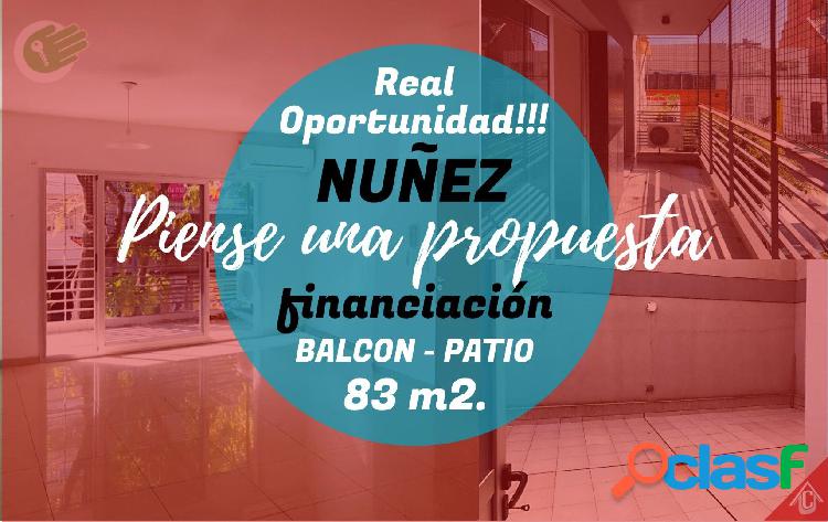 Nuñez - balcon y patio - 83 m2.